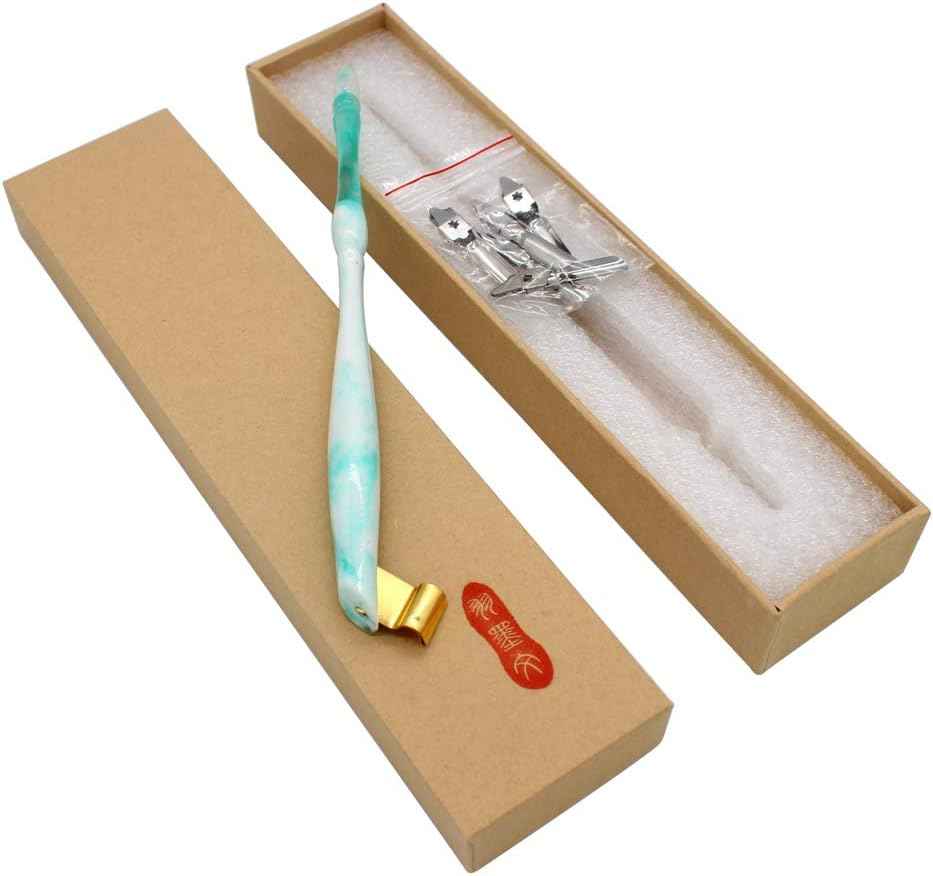 Oblique Calligraphy Nib Pen Point Holder Dip Pen 5 Flat Nibs - TTpen