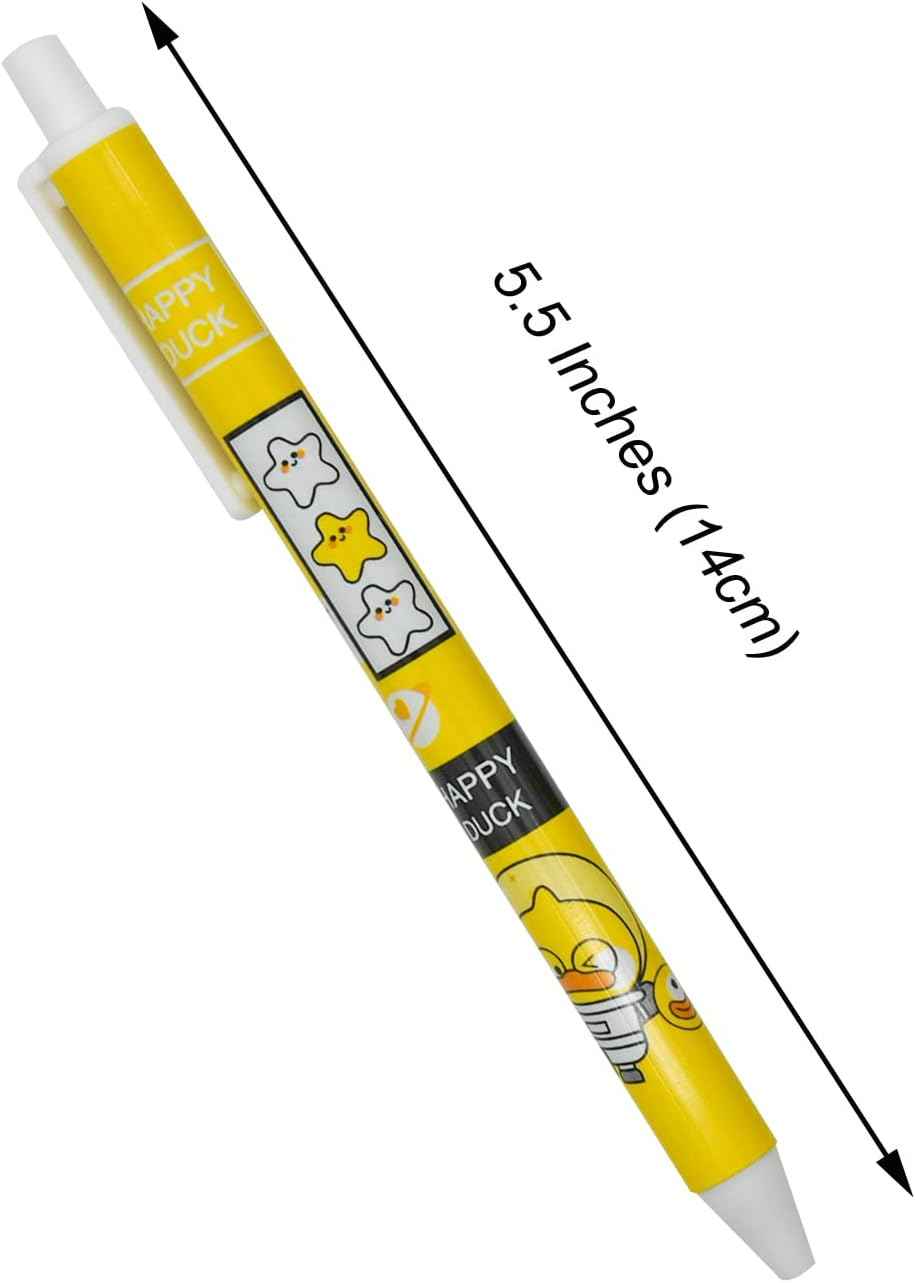 12PCS Little Yellow Duck Print Retractable Gel Pens Black Ink For Kids - TTpen
