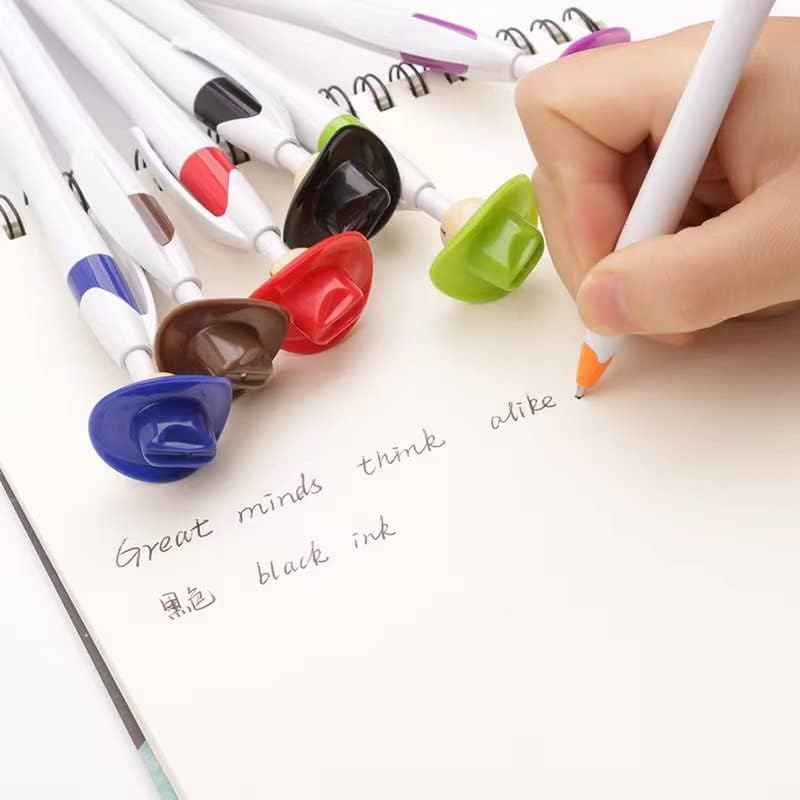 14PCS Fun Cowboy Hat Smile Retractable Ballpoint Pens For Kids - TTpen