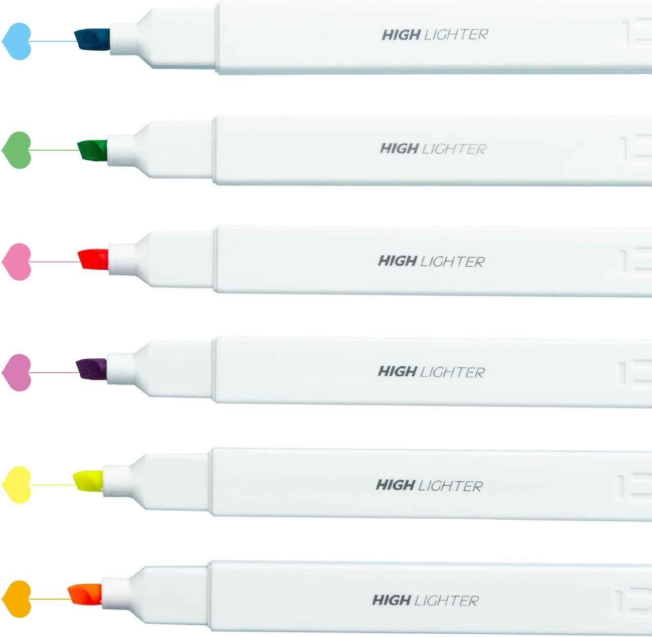 M&G 6Pcs Multicolor No Bleed Dry Quick Chisel Tip Highlighters - TTpen