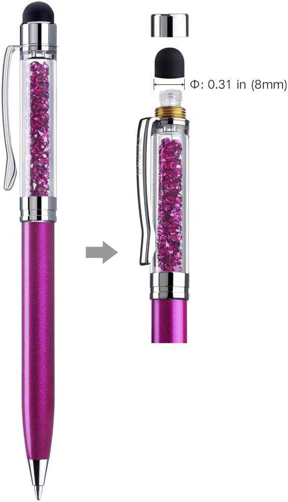 2in1 Crystal Stylus Ballpoint Pens,Medium Point Black Ink 10 Pack - TTpen