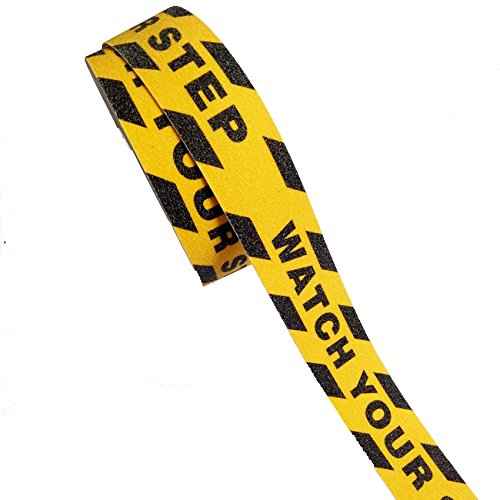 Black Yellow Anti Slip Safety Tape Printed"Watch Your Step CAUTION“