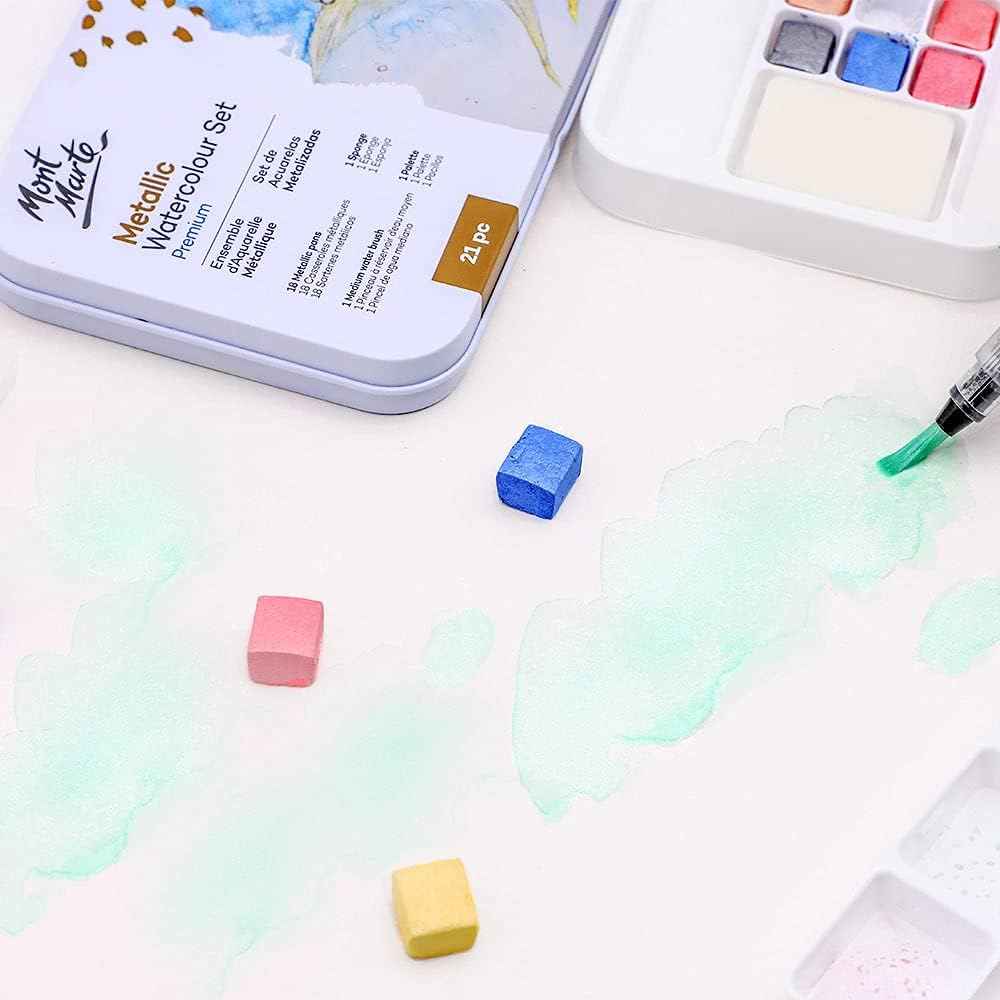 Mont Marte 21 Piece Premium Metallic Watercolor Cake Set - TTpen