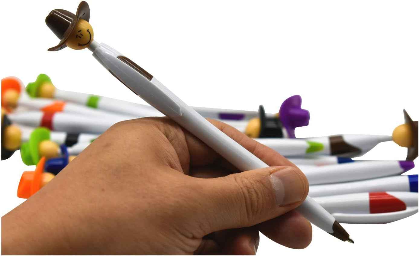 14PCS Fun Cowboy Hat Smile Retractable Ballpoint Pens For Kids - TTpen