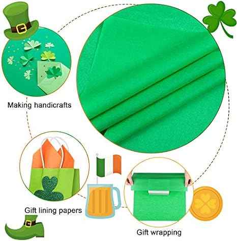 100 Sheets Tissue Wrapping Paper for DIY Crafts 35x50cm Green White Orange - TTpen
