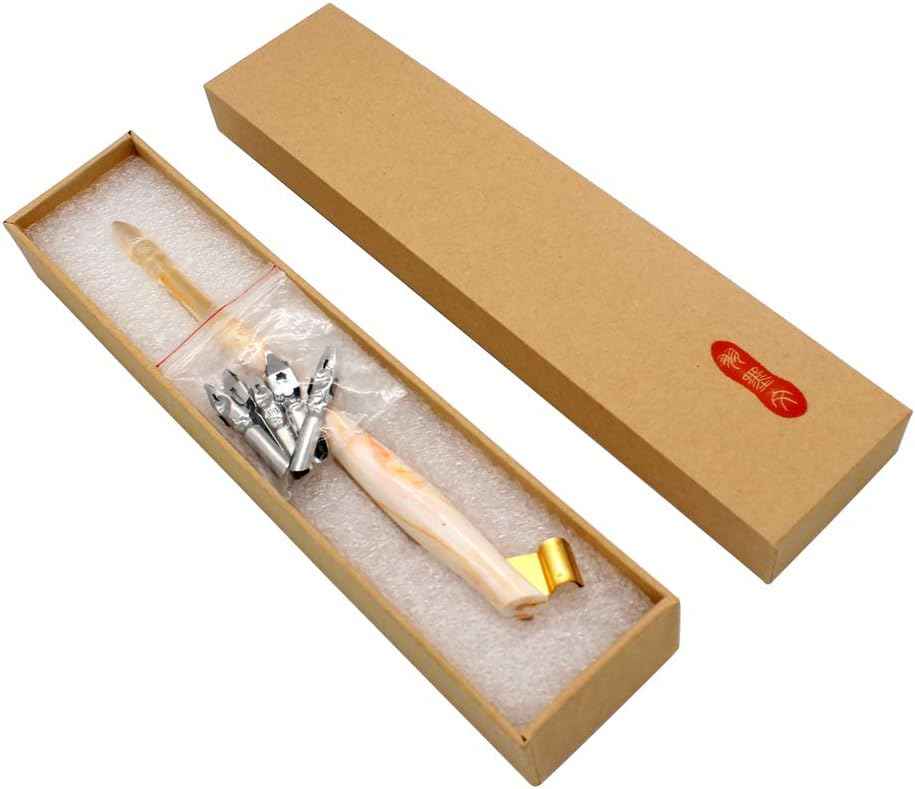 Oblique Calligraphy Nib Pen Point Holder Dip Pen 5 Flat Nibs - TTpen