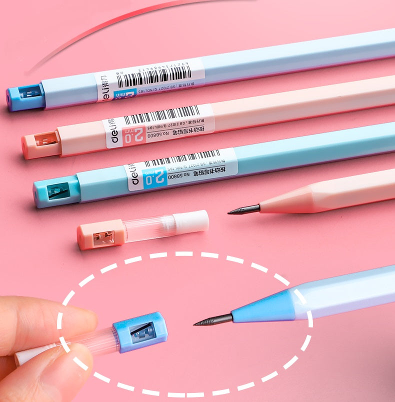 DELI 2.0MM Mechanical Pencil Plus with 24pcs Black Lead Refills