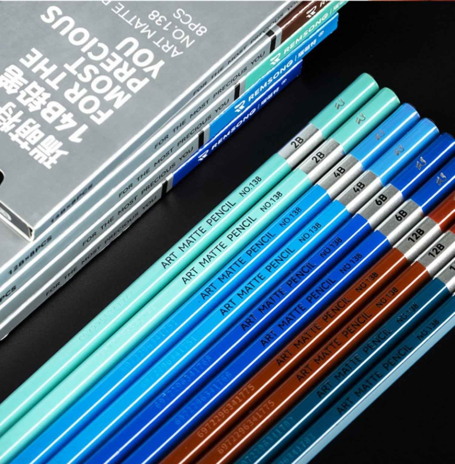 REMSONG ART Matte Pencil Set HB-20B Sketching and Drawing 8 Pack - TTpen
