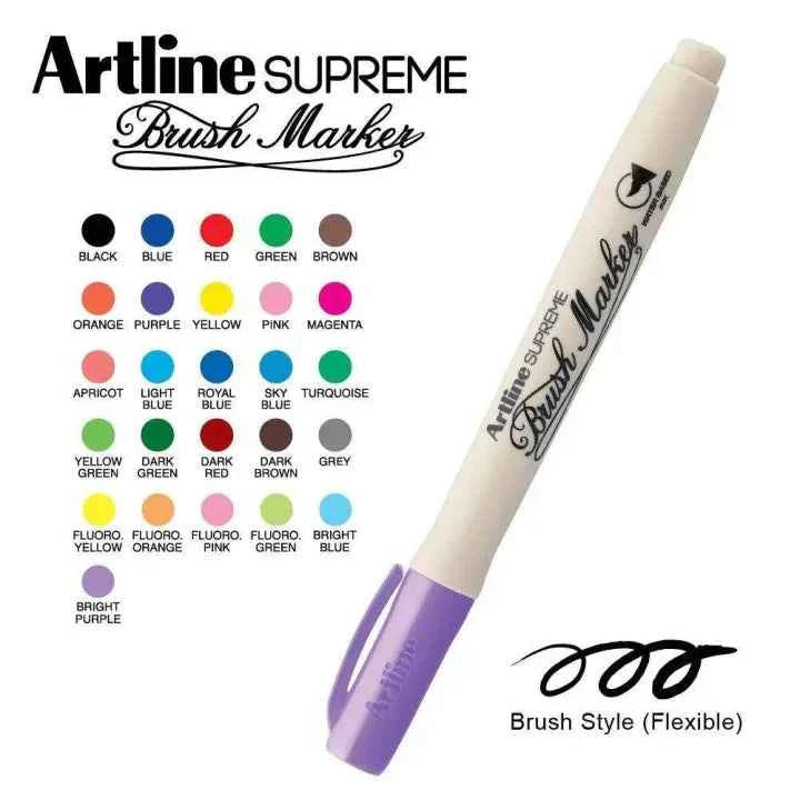 Artline Supreme Calligraphy Brush Marker Pen 20 Colors