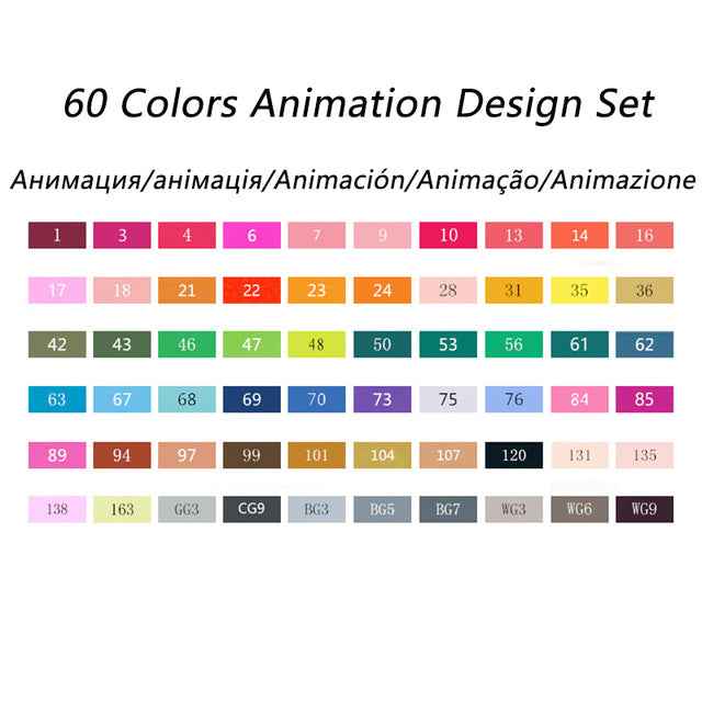 TouchFive Twin Markers 60 Color Animation Design Set - TTpen