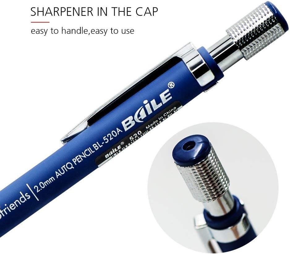 BAILE 2mm Mechanical Pencils with Color Lead Refills 20 Pack