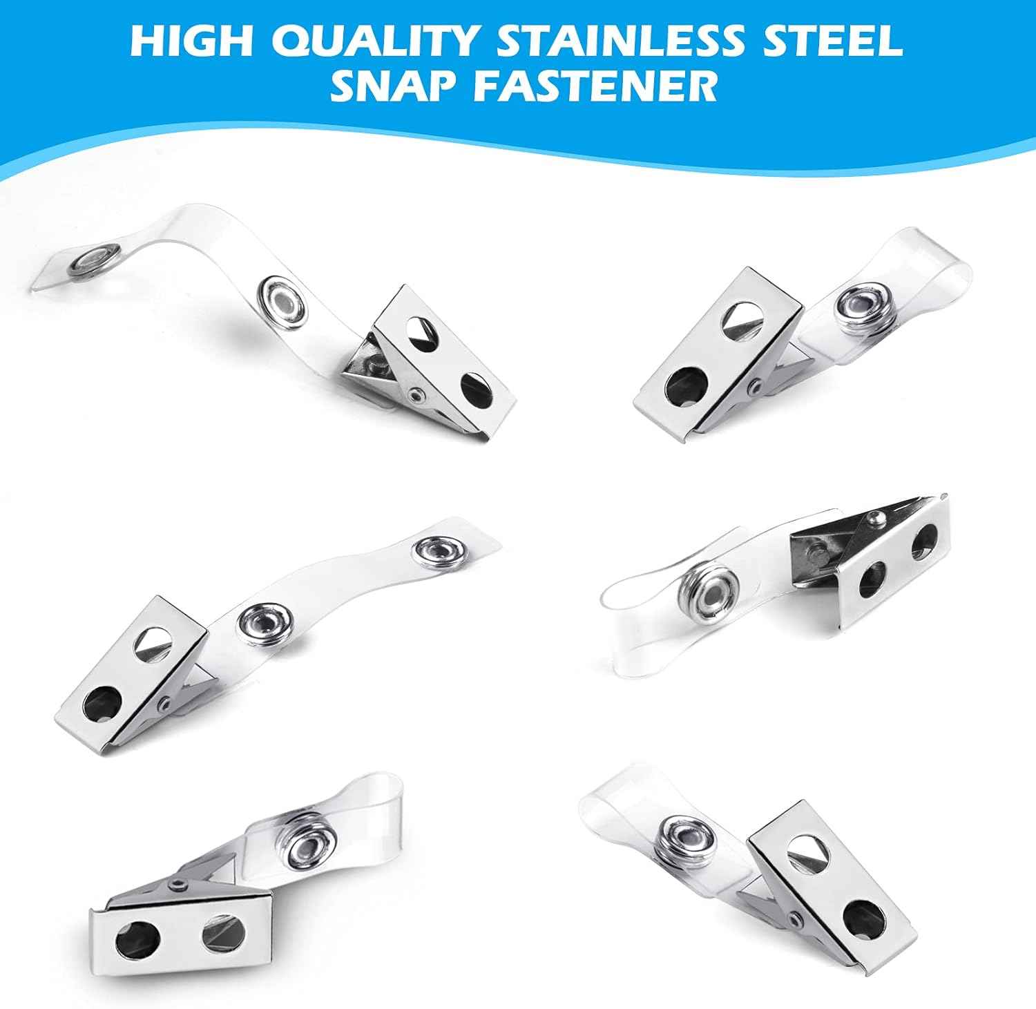 100Pcs Metal Badge Clips with Clear PVC Straps - TTpen