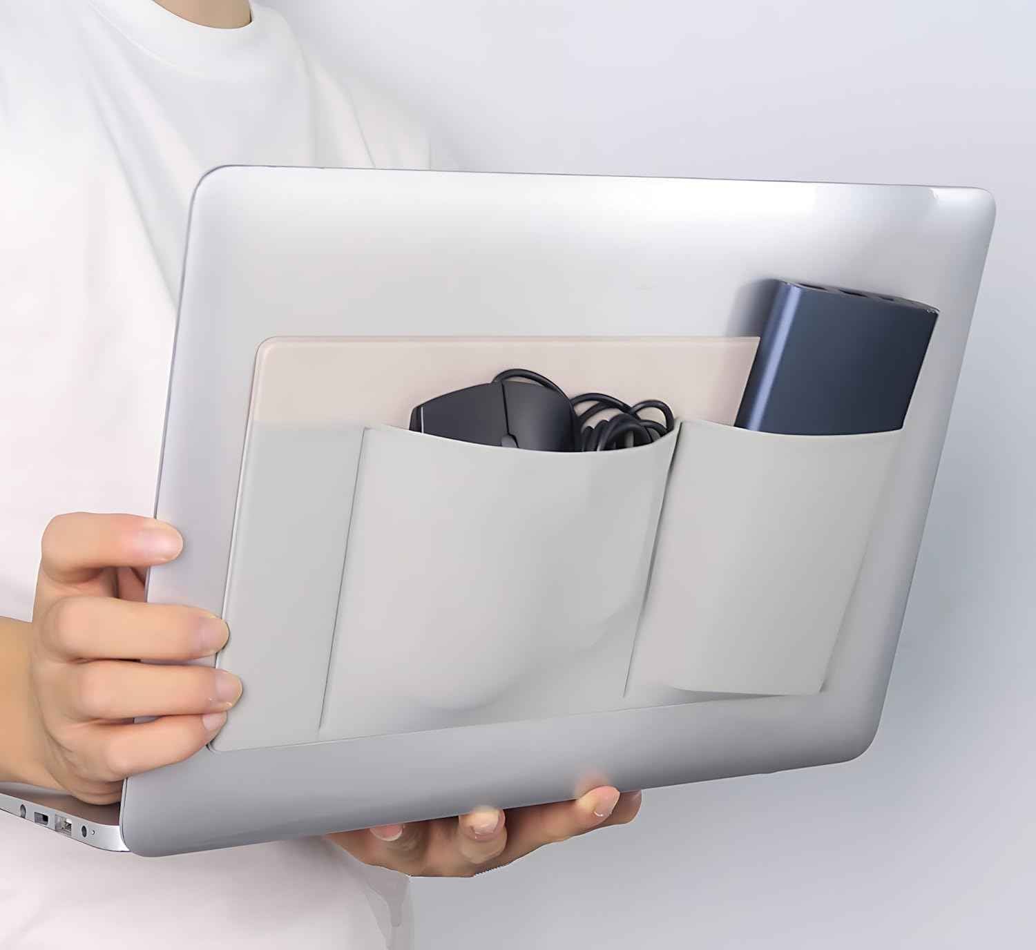 3-Pocket Organizer, Mouse Holder for Laptop Stick on