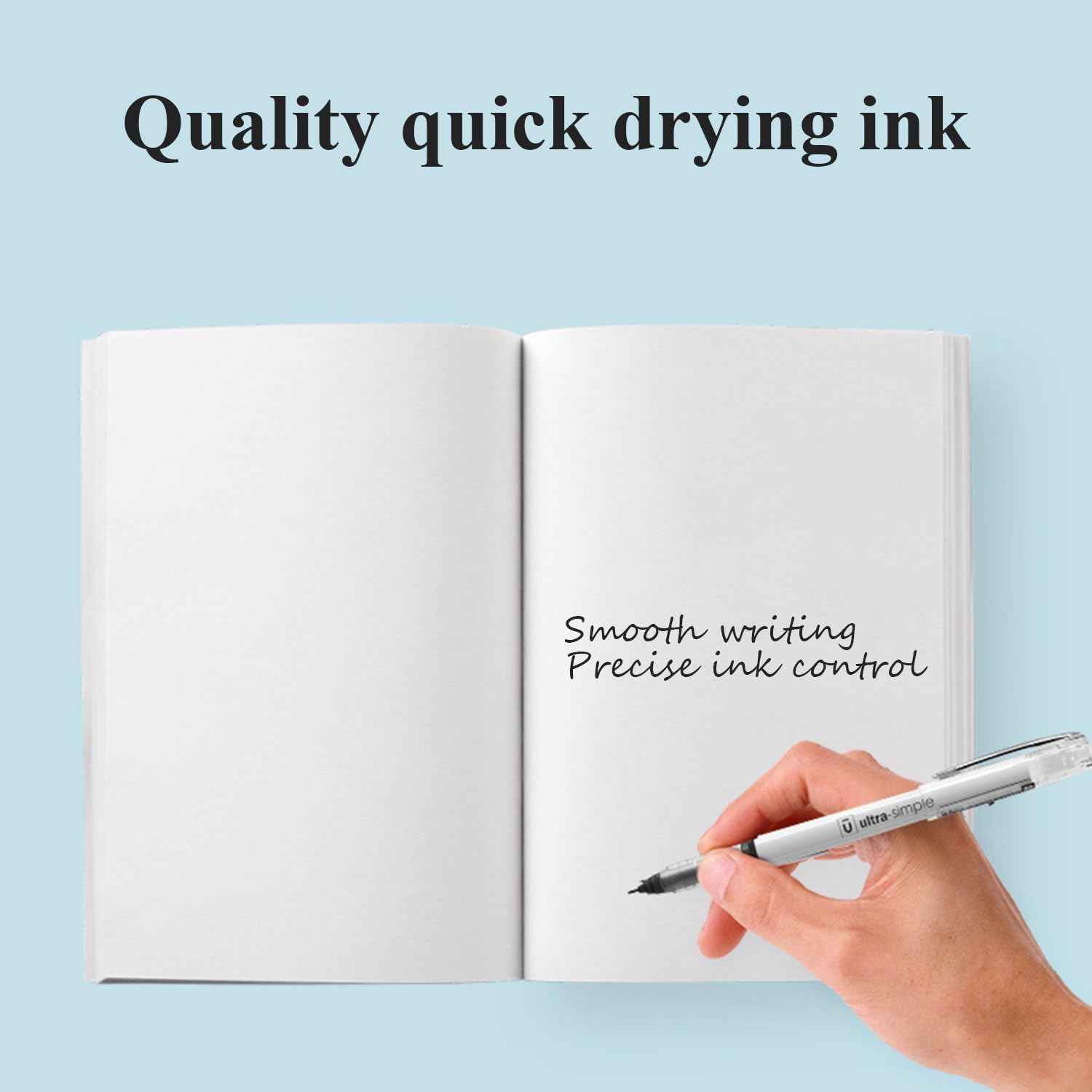 M&G 10Pcs Liquid Rollerball Pens 0.5mm Ultra Fine Point Black Ink Quick Dry - TTpen