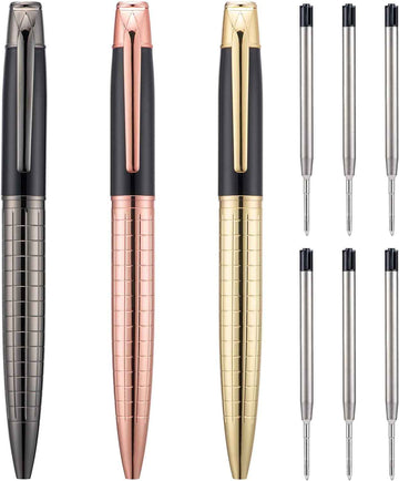 3pcs Twistable Metal Ballpoint Pens with 6 Extral Refills Set - TTpen