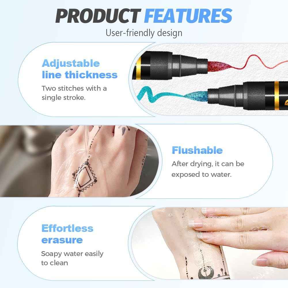 10/12/18/24 Colors Temporary Tattoo Markers Set