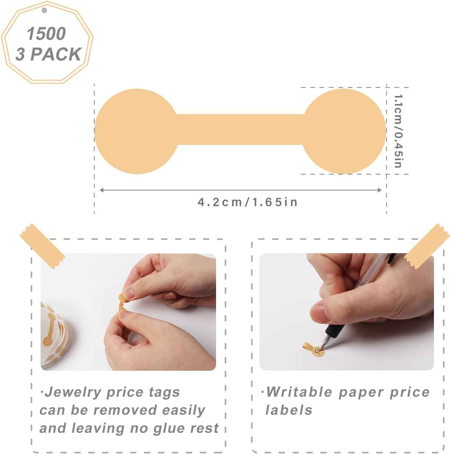 1500pcs Barbell Jewelry Price Tags Kraft Paper - TTpen