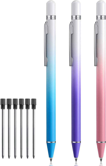 3 Pack Metal Ballpoint Pens with 6 Refills (Pink,Purple,Blue) - TTpen