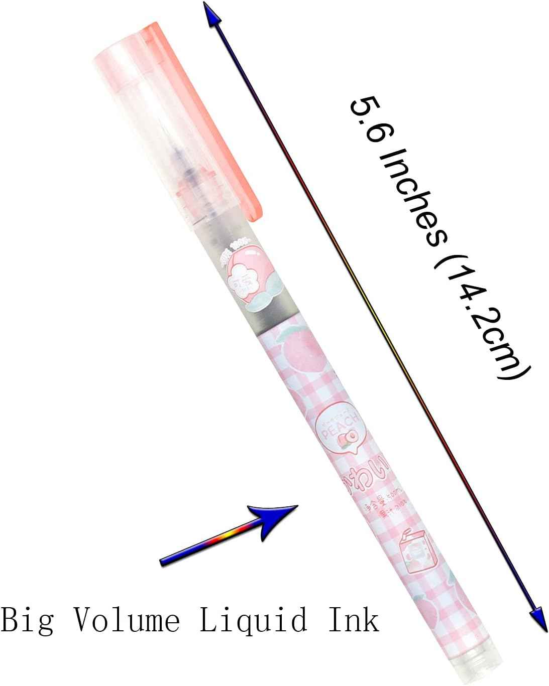 12PCS Peach Liquid Ink Juicy Fruit Quick Dry Rollerball Pens Black Ink - TTpen