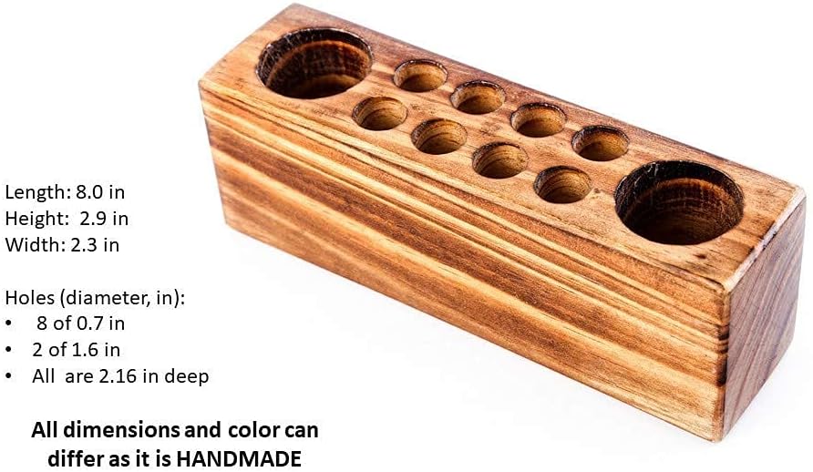 10 Slots Rustic Vintage Wooden Pen Holder