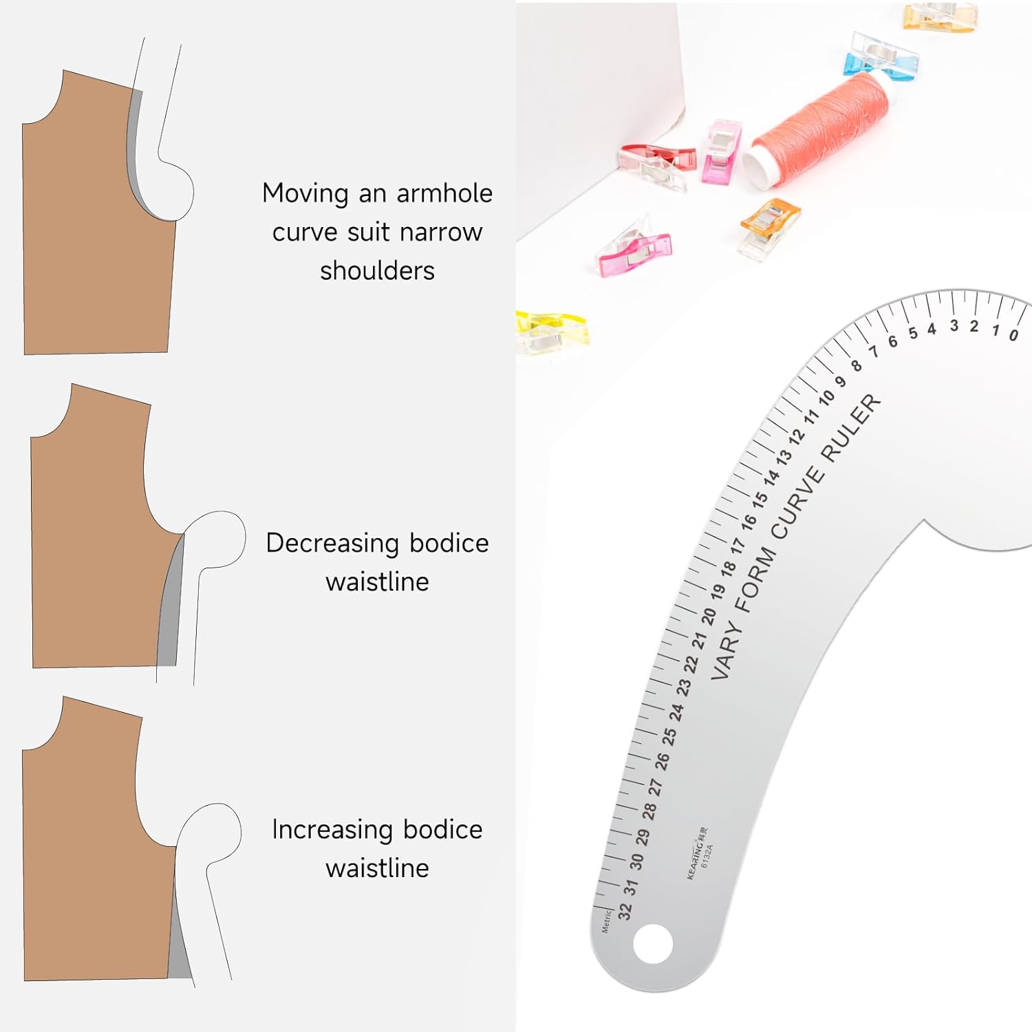 Vary Form Curve Ruler 12“ French Curve Ruler for Measuring Sewing