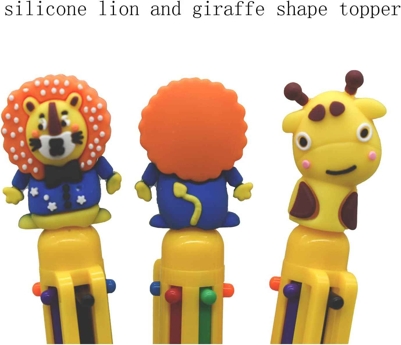 8PCS 6in1 Multicolor Ballpoint Pen Giraffe Lion For Kids Adults School - TTpen