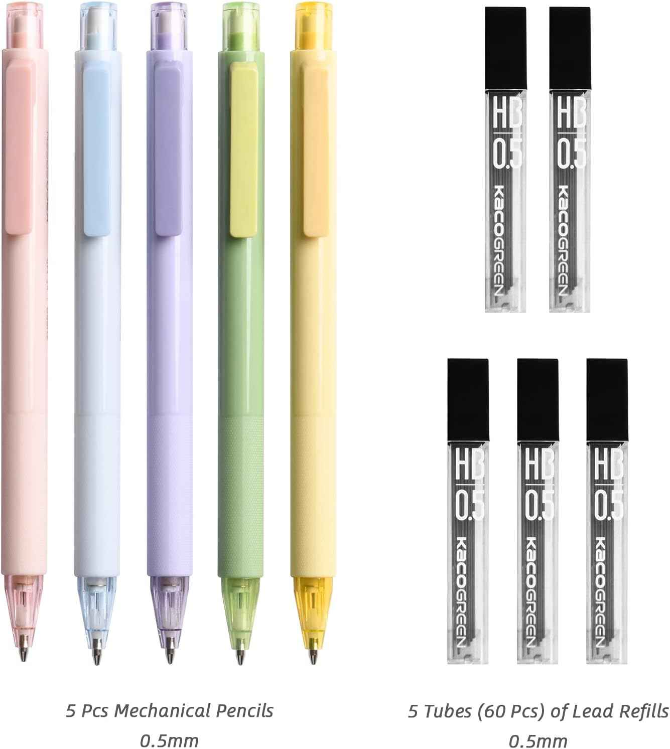 Kaco TURBO Mechanical Pencils with 5 Tube HB Lead Refills 5 Pack - TTpen