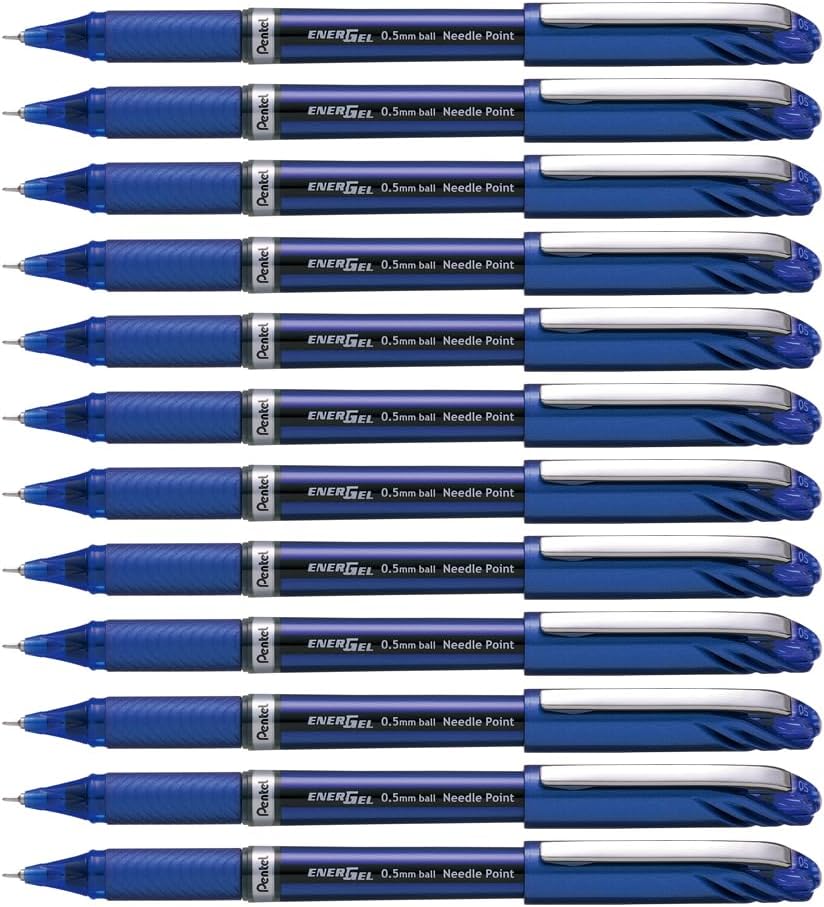 Pentel EnerGel Gel Ink Pen 0.5mm Fine Point Needle Tip,12 Pack