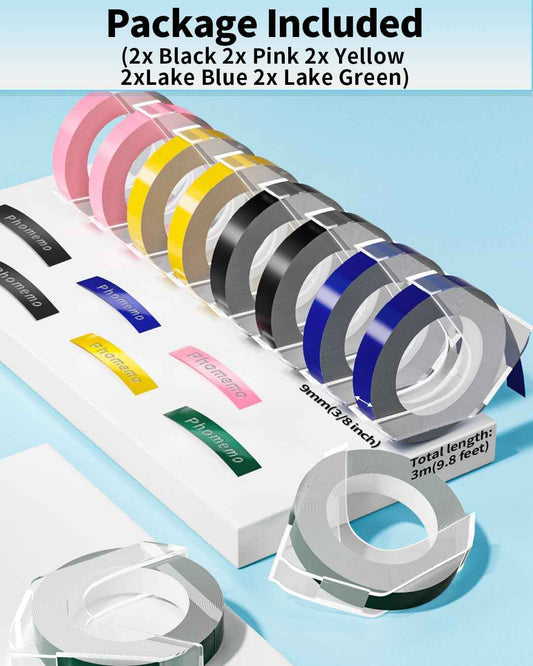 Phomemo Plastic 9mm Embossing Tapes for Dymo Label Maker Pink - TTpen