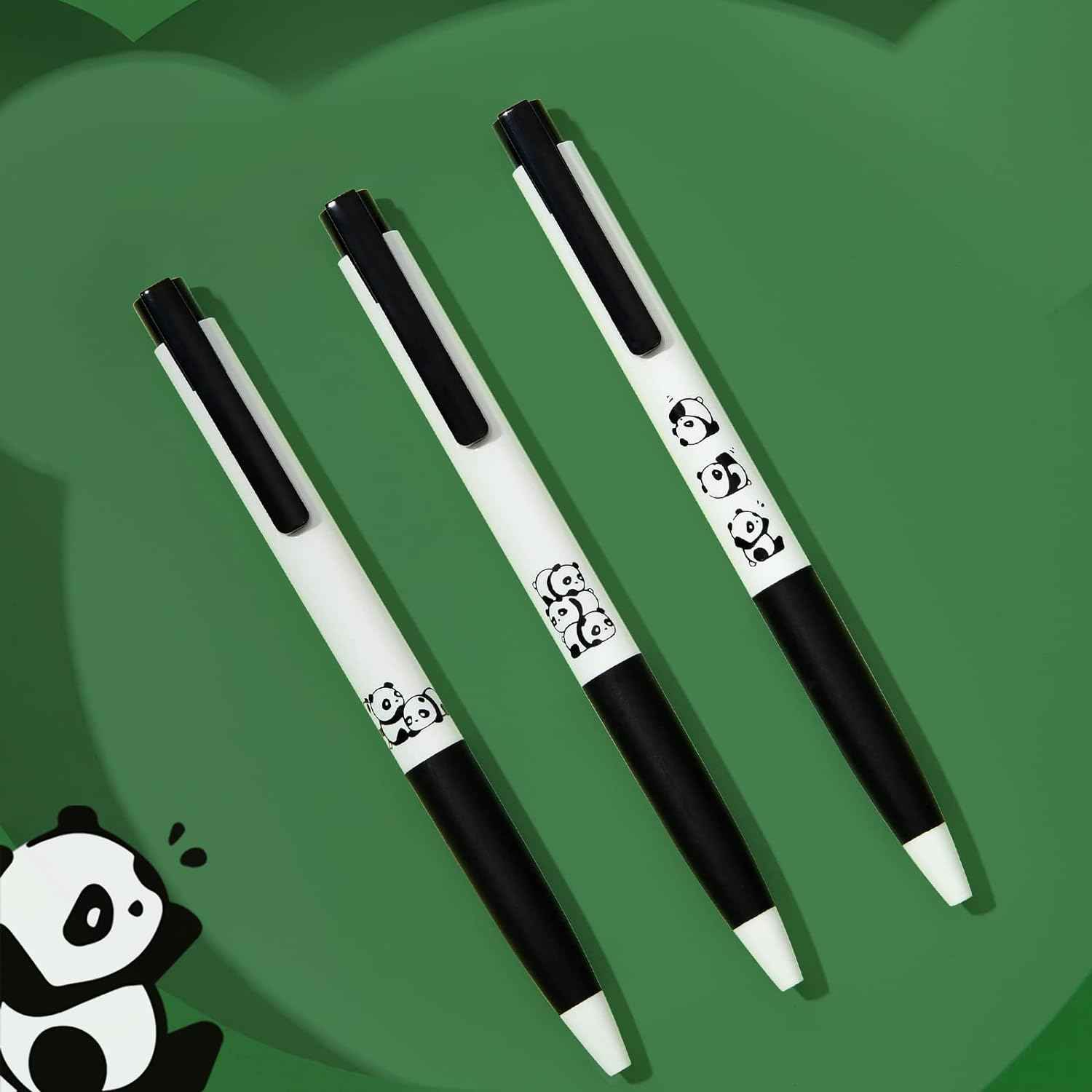 Kaco K7 Gel Ink Pens Cute Panda Black Ink 0.5mm Fine Point 3 Pack - TTpen