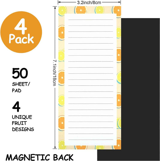 4 Pack Magnetic Notepads Grocery List Pad for Refrigerator,Fruit Design - TTpen
