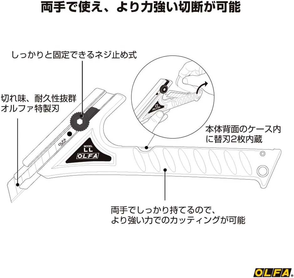 OLFA 1B LL type Screw-Lock Snap-Off Cutter with 2 Blades