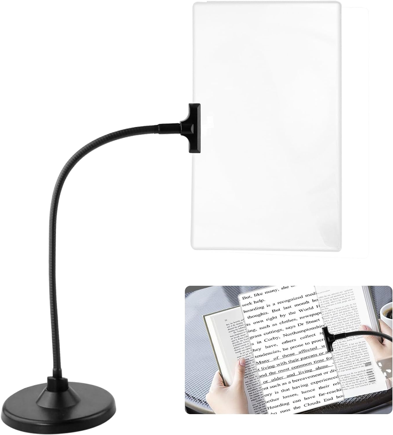 4X Magnifying Glass with Stand, 10"x6" Flexible Gooseneck