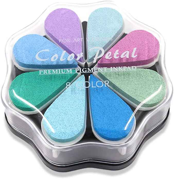 8 Colors Petal Shape Craft Pigment Ink Pad Stamps Partner - TTpen