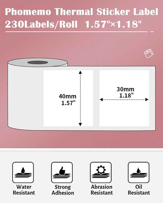 Phomemo Thermal Labels for M110/M221/M220/M120/M200,40x30mm - TTpen