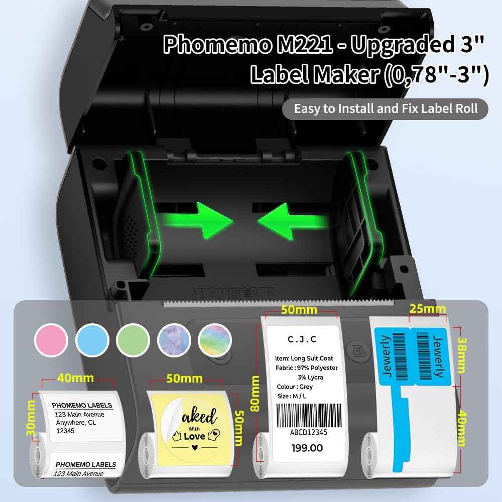 Phomemo M221 Label Makers- 3 Inch Barcode Label Thermal Printer - TTpen