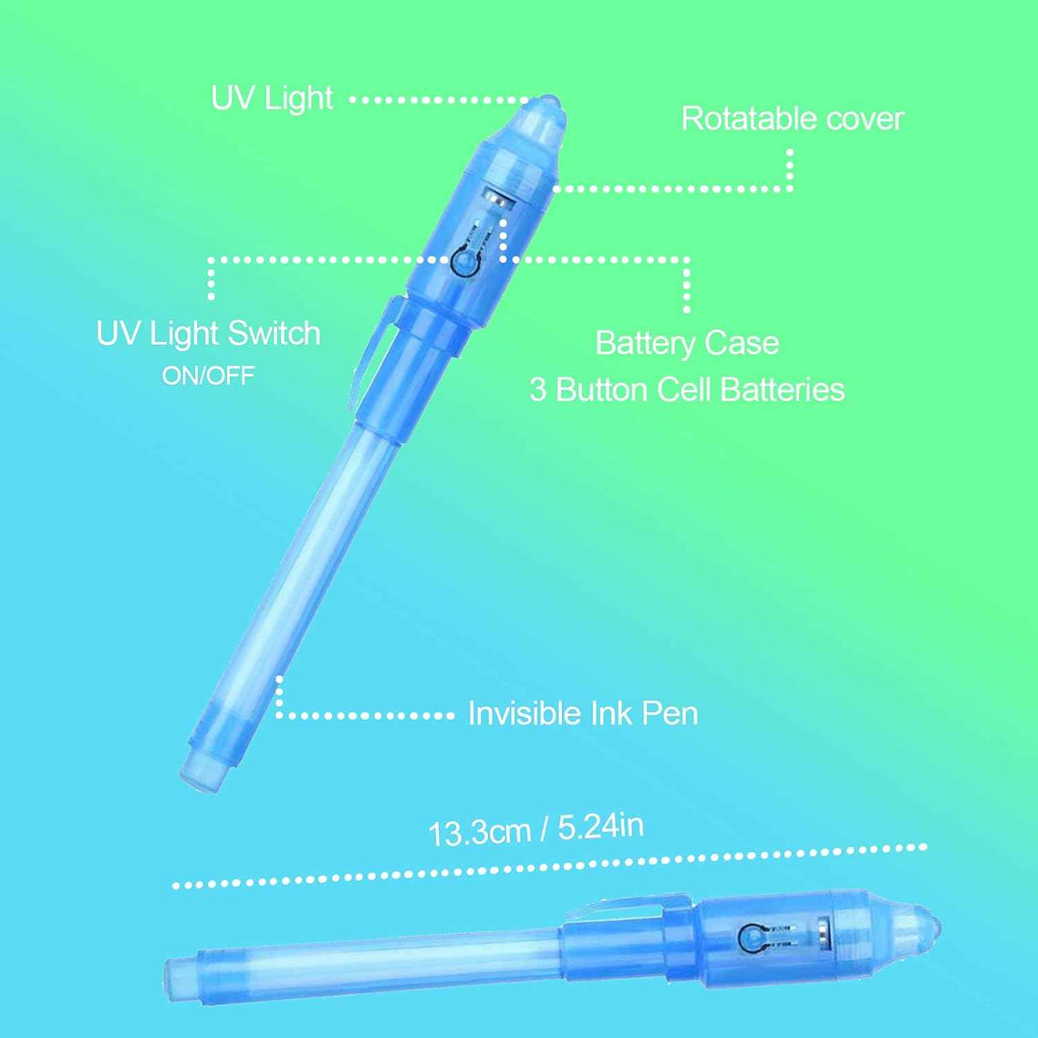 7pcs Invisible Ink Spy Pen with UV Light for Kids Secret Message - TTpen