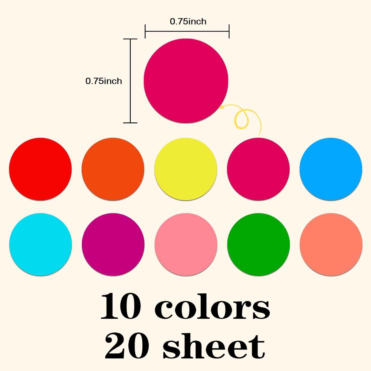 1400pcs 10 Color Dot Stickers Circle Coding Labels - TTpen