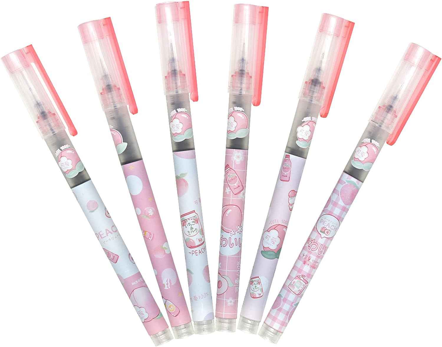 12PCS Peach Liquid Ink Juicy Fruit Quick Dry Rollerball Pens Black Ink - TTpen