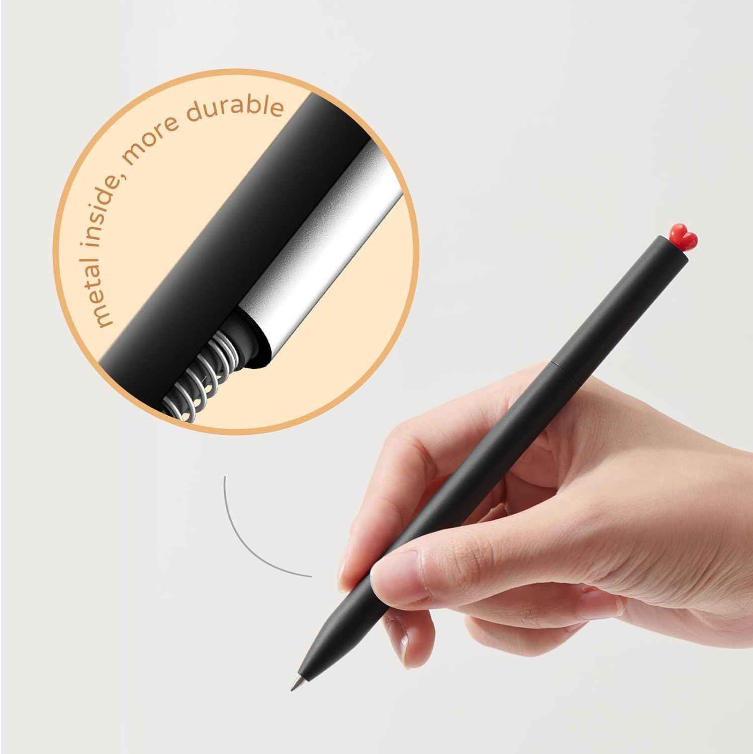 Kaco FIRST Heart Gel Ink Pens with Extra 4 Black Refills Set - TTpen