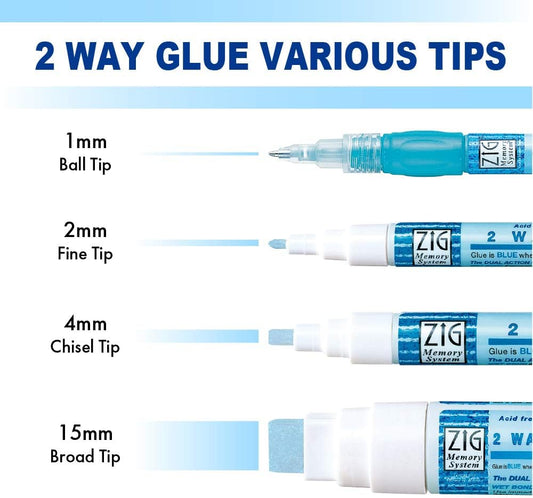 KURETAKE ZIG CORPORATION Zig 2-Way Glue Pen, Jumbo Tip 2 Pack