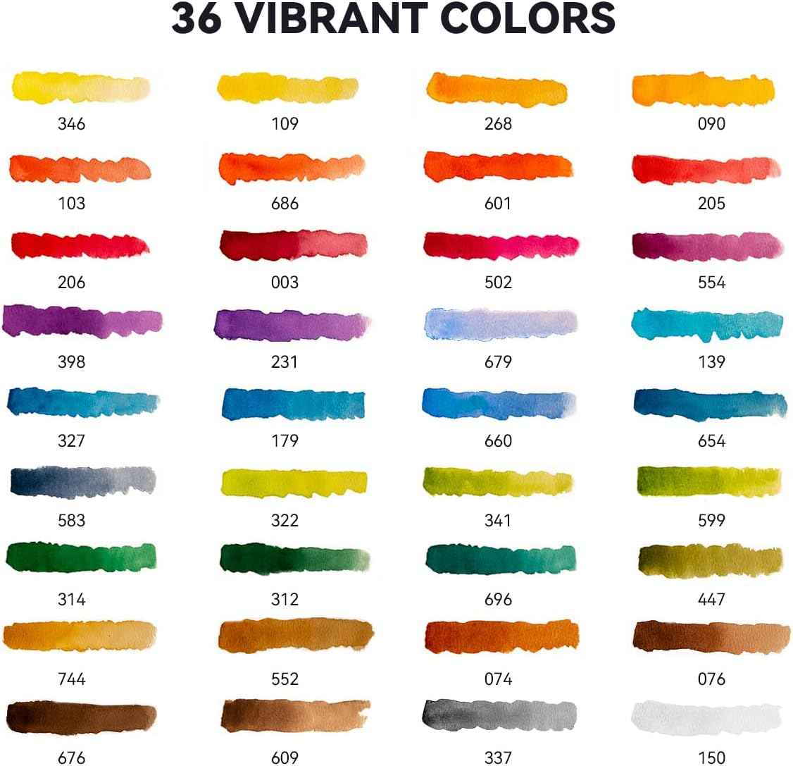Meiliang Watercolor Paint Set,36 Vivid Colors,with Watercolor Brush - TTpen