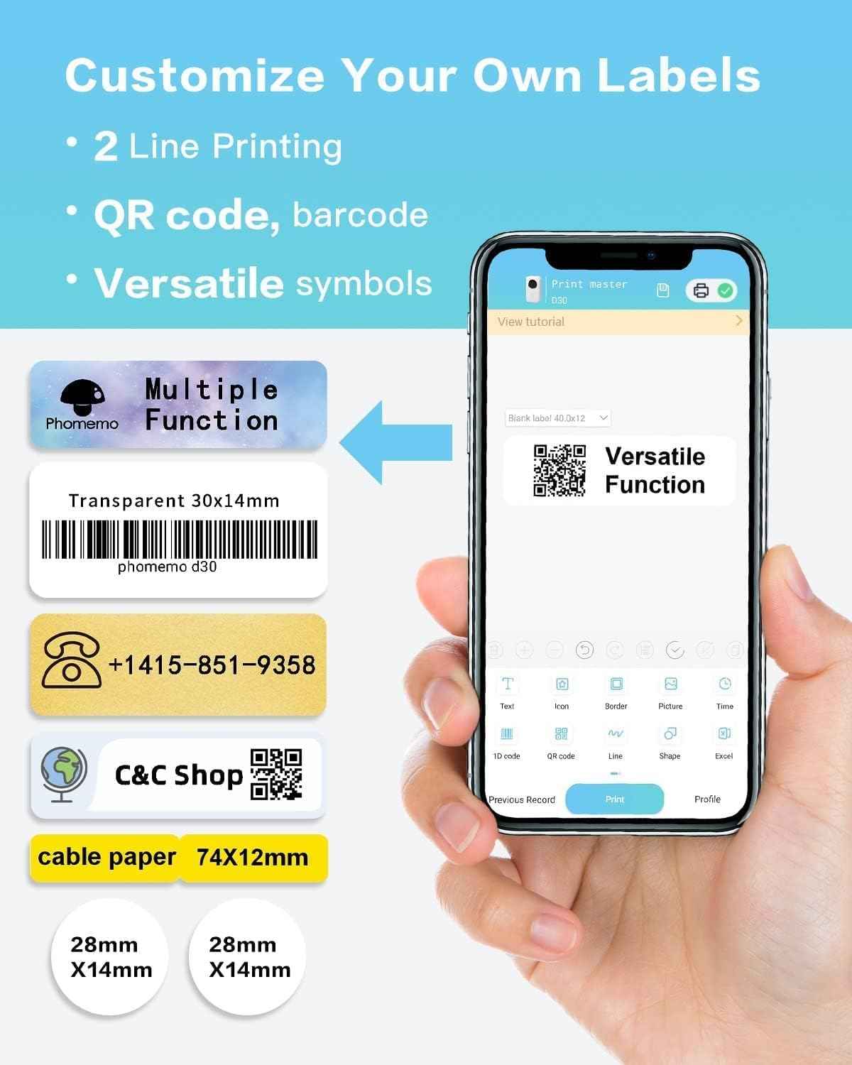 Phomemo D30 1/2 Inch Sticker Label Maker Machine Printer - TTpen