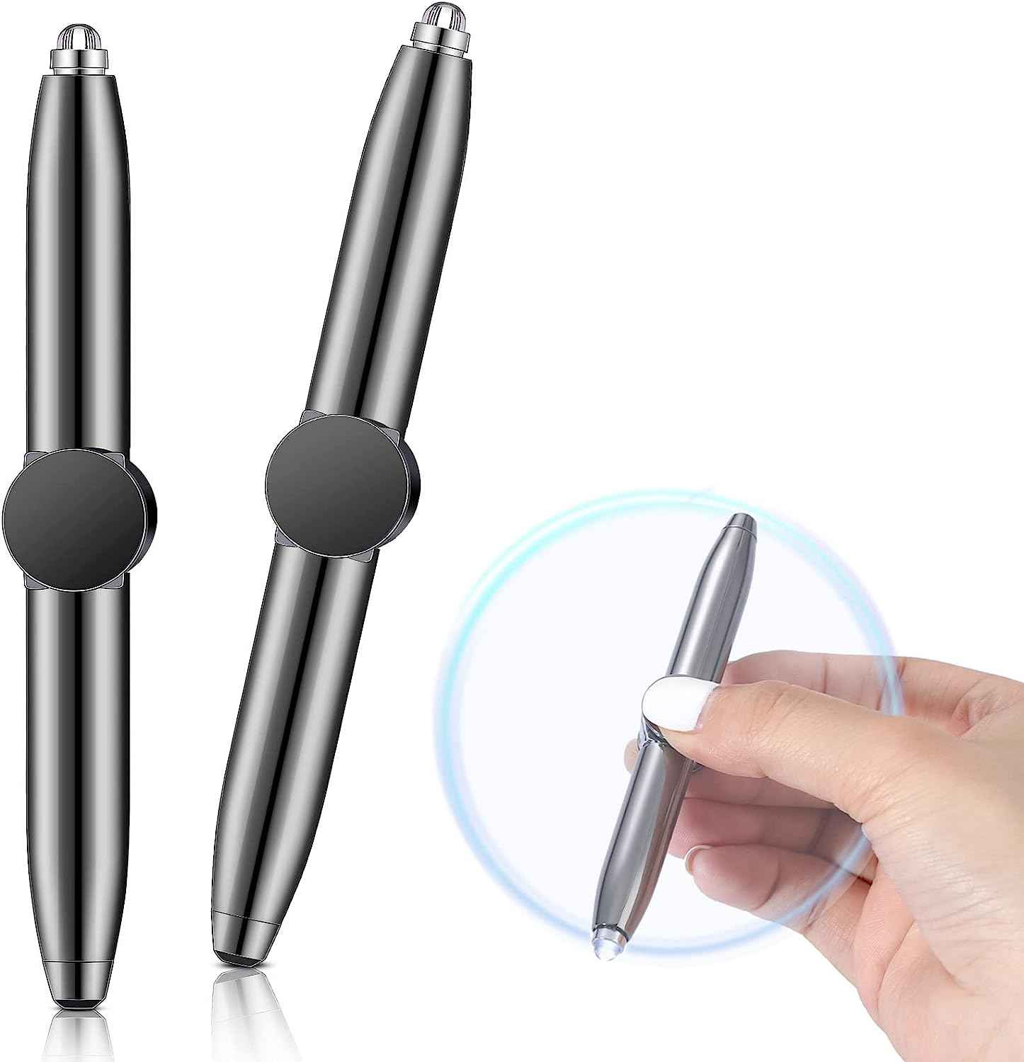 2Pcs Fidget Spinning Pen with LED Light Stress Reducer Ballpoint Pen - TTpen