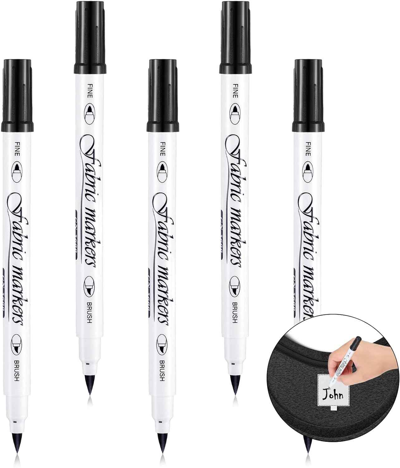Guangna 6Pcs Fabric Markers Double Ended White Black Color - TTpen