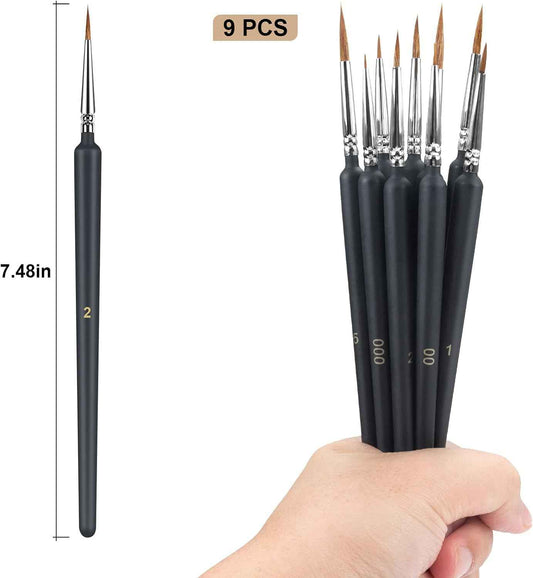 9pcs Miniature Paint Brushes Set for Fine Detailing & Art Painting - TTpen