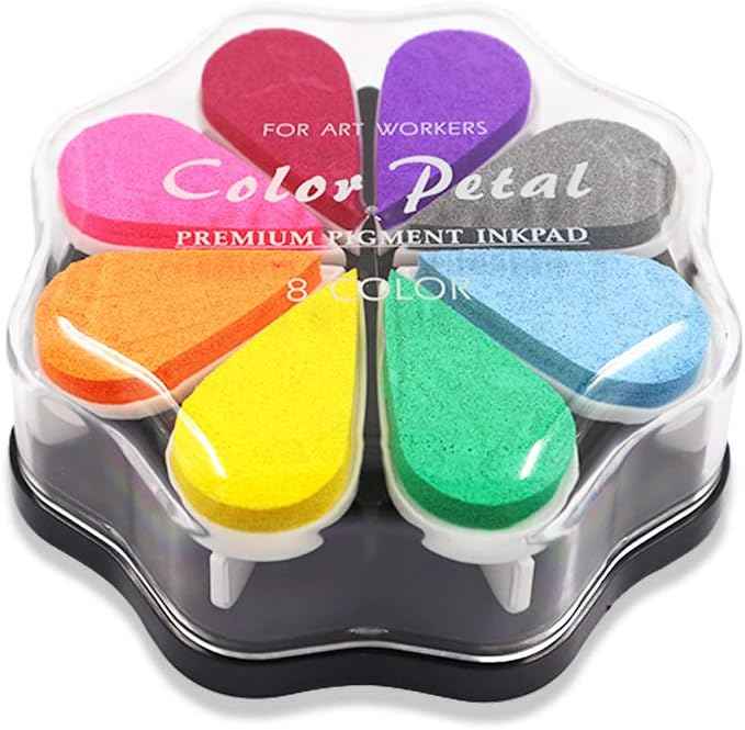 8 Colors Petal Shape Craft Pigment Ink Pad Stamps Partner - TTpen