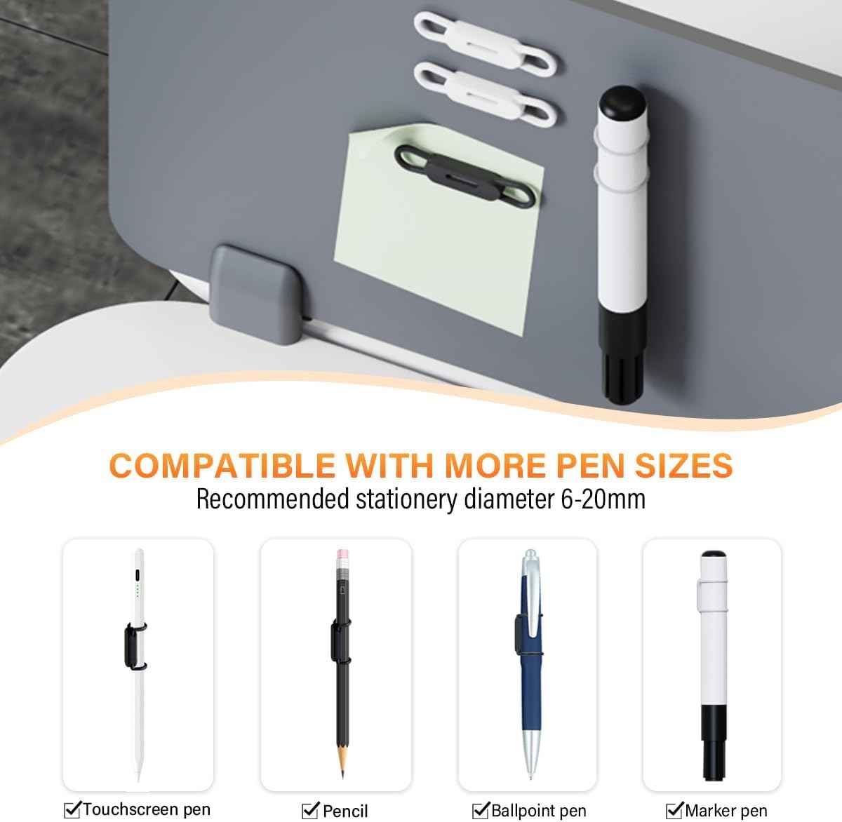 Silicone Magnetic Pen Holders 8 Pack for Refrigerator,Whiteboards