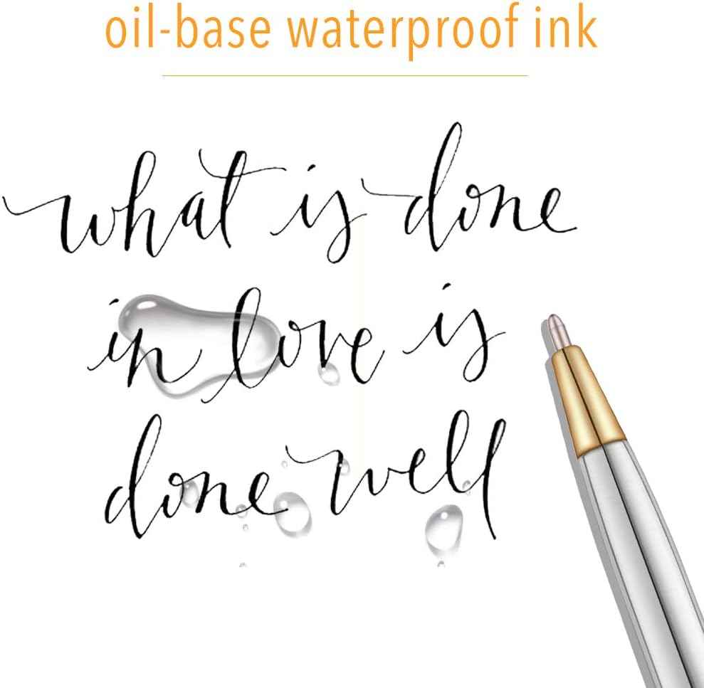 6 Pack Gold Stainless Steel Ballpoint Pens Black Ink - TTpen