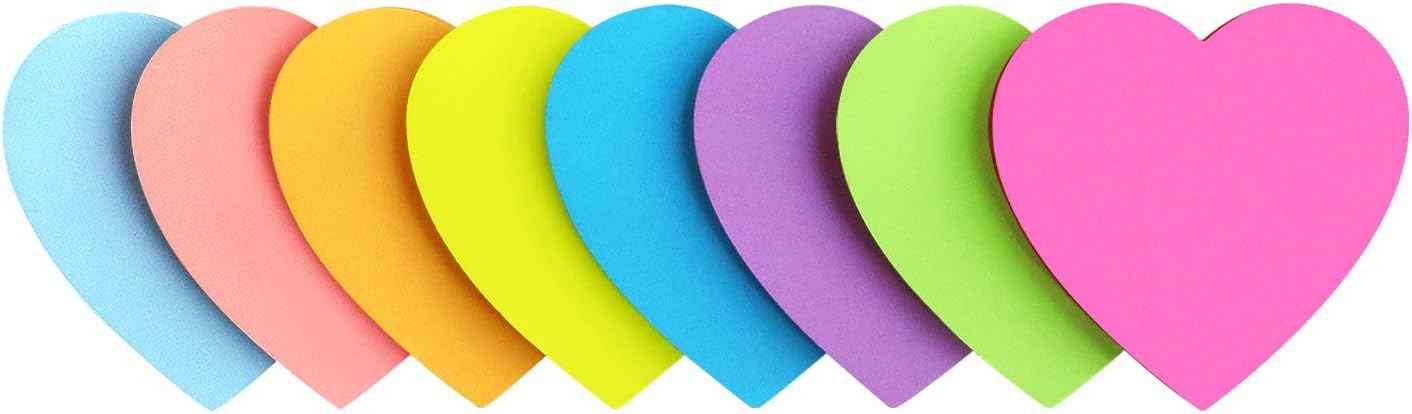 Heart Shape Sticky Notes 8 Color 75 Sheets/Pad - TTpen